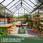 Jocisland 6x16Ft Polycarbonate Greenhouses for Outdoors, 2 Top-Opening Windows, Swing Doors, Aluminum Walk-in Heavy Duty for Outdoor Use, Backyard Garden, Black