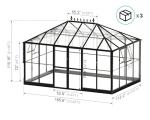 Jocisland 14x9.5x9 FT Polycarbonate Greenhouse with Clear Panels- 6 FT Wall Height Outdoor Aluminum Greenhouses with 2 Vents, Double Doors with Hook, Walk-in Greenhouse for Backyard Garden