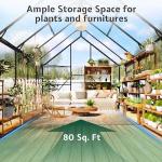 Jocisland 8x10Ft Polycarbonate Greenhouse, Heavy Duty Aluminum Frame with 2 Windows & Swing Doors, Outdoor Garden Greenhouses for Backyard, Black