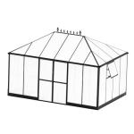 Jocisland 14x9.5x9 FT Polycarbonate Greenhouse- 6 FT Wall Height Outdoor Aluminum Greenhouses with 2 Ventilation and Rain Gutter, Double Doors with Hook, Walk-in Greenhouse for Backyard Garden