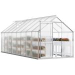 YITAHOME 16x6FT Polycarbonate Greenhouse for Outdoors, Large Heavy Duty Aluminum Greenhouses with Sliding Doors and Vent Window, Walk-in Greenhouse for Garden Backyard, Simple Setup, Silver