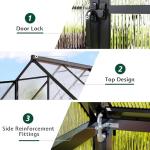 Jocisland 8x10Ft Polycarbonate Greenhouse, Heavy Duty Aluminum Frame with 2 Windows & Swing Doors, Outdoor Garden Greenhouses for Backyard, Black
