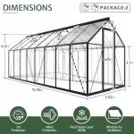 Jocisland 6x16Ft Polycarbonate Greenhouses for Outdoors, 2 Top-Opening Windows, Swing Doors, Aluminum Walk-in Heavy Duty for Outdoor Use, Backyard Garden, Black