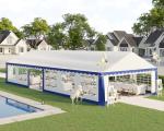 AMERLIFE 20 x 40 FT Party Tent with Rolled Sidewalls, Heavy Duty Wedding Tent for Party Outside with Zinc Alloy Tube & Spiral Stakes, Waterproof Event Shelters, White & Blue