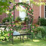 Heavy Duty Metal Garden Arch with Bench
