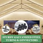 AMERLIFE 20 x 40 FT Party Tent with Rolled Sidewalls, Heavy Duty Wedding Tent for Party Outside with Zinc Alloy Tube & Spiral Stakes, Waterproof Event Shelters, White & Blue