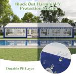 AMERLIFE 20 x 40 FT Party Tent with Rolled Sidewalls, Heavy Duty Wedding Tent for Party Outside with Zinc Alloy Tube & Spiral Stakes, Waterproof Event Shelters, White & Blue