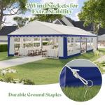 AMERLIFE 20 x 40 FT Party Tent with Rolled Sidewalls, Heavy Duty Wedding Tent for Party Outside with Zinc Alloy Tube & Spiral Stakes, Waterproof Event Shelters, White & Blue