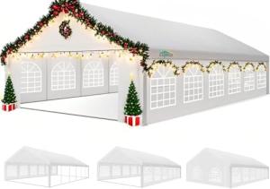 COBIZI 20x40FT Party Tent Heavy Duty Outdoor White Gazebo Event Shelter Wedding Canopy Tent for Parties Carport BBQ with Removable Sidewall Windows, Powder Coating (Better Than Galvanized)