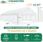 COBIZI 20x40 Party Tent Heavy Duty for Parties, Powder Coating (Better Than Galvanized), Waterproof for Church & Wedding, Large Outdoor Event Gazebo with Removable Sidewall & Built-in Sandbag, White
