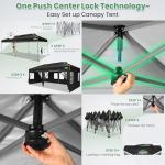 COBIZI 10x20 Pop Up Canopy Tent with 6 Removable Sidewalls, One Push Party Tent Outdoor Waterproof Event Canopy with Air Vent for Parties Commercial Wedding, 3 Height, Carry Bag, Sandbag, Black