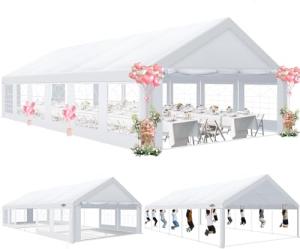 COBIZI 20x40 Party Tent Heavy Duty, Tents for Parties with 8 Removable Sidewalls & 4 Built-in Sandbags, Commercial Wedding Large Tent UV50+ Waterproof, White