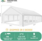 COBIZI 20x40FT Party Tent Heavy Duty Outdoor White Gazebo Event Shelter Wedding Canopy Tent for Parties Carport BBQ with Removable Sidewall Windows, Powder Coating (Better Than Galvanized)