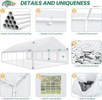 COBIZI 20x40 Party Tent Heavy Duty for Parties, Powder Coating (Better Than Galvanized), Waterproof for Church & Wedding, Large Outdoor Event Gazebo with Removable Sidewall & Built-in Sandbag, White