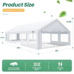 COBIZI 20x40 Party Tent Heavy Duty, Party Tents with 8 Removable Sidewalls & 4 Built-in Sandbags, Commercial Wedding Large Tent UV50+ Waterproof, White