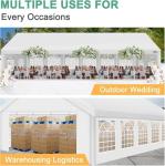 COBIZI 20x40FT Party Tent Heavy Duty Outdoor Gazebo White Event Shelter Wedding Canopy Tent for Parties BBQ with Removable Sidewall Windows, Powder Coating (Better Than Galvanized)