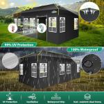 COBIZI 10x20 Pop Up Canopy Tent with 6 Removable Sidewalls, One Push Party Tent Outdoor Waterproof Event Canopy with Air Vent for Parties Commercial Wedding, 3 Height, Carry Bag, Sandbag, Black