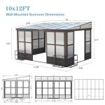 10x12FT Wall-Mounted Sunroom with Sliding Doors