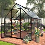 HOOYEAH 6 x 8 FT Polycarbonate Greenhouse With Roof Air Vent, Heavy Duty