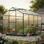 6x8 Ft Walk-in Greenhouse with UV-Coated Heavy-Duty Polycarbonate Panels for Outdoor, Roof Vents Green Houses for Outside, Invernaderos para Plantas Exterior