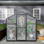 6x8 Ft Walk-in Greenhouse with UV-Coated Heavy-Duty Polycarbonate Panels