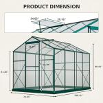 6x8 Ft Walk-in Greenhouse with UV-Coated Heavy-Duty Polycarbonate Panels for Outdoor, Roof Vents Green Houses for Outside, Invernaderos para Plantas Exterior