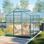 6x8 Ft Greenhouses for Outdoors, UV-Coated Polycarbonate Panels and Aluminium Green Houses for Outside, Outdoor Greenhouse with Roof Vent, Invernaderos para Plantas Exterior, Walk-in Greenhouse Kit