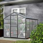 6x8 Ft Walk-in Greenhouse with UV-Coated Heavy-Duty Polycarbonate Panels