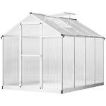 Outsunny 8' x 6' Greenhouse for Outdoors, Polycarbonate Greenhouse with Rain Gutter and Roof Vent, Aluminum Walk-in Green Houses for Outside Patio Backyard Garden