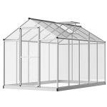 Outsunny 10' x 6' Greenhouse for Outdoors, Polycarbonate Greenhouse with Rain Gutter and Roof Vent, Aluminum Walk-in Green Houses for Outside Patio Backyard Garden