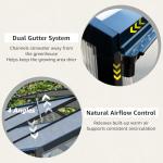 Oventa 6x10 Ft Greenhouses for Outdoors, Walk-in Green House with UV-Coated Heavy-Duty Polycarbonate Panels for Outdoor, 2 Roof Vents Green Houses for Outside, Invernaderos para Plantas Exterior