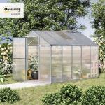 Outsunny 10' x 6' Greenhouse for Outdoors, Polycarbonate Greenhouse with Rain Gutter and Roof Vent, Aluminum Walk-in Green Houses for Outside Patio Backyard Garden