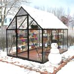 HOOYEAH 6 x 8 FT Polycarbonate Greenhouse With Roof Air Vent, Heavy Duty