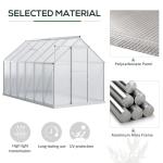 Outsunny 6' x 12' x 6.5' Polycarbonate Greenhouse with Adjustable Roof Vent, Walk-in Heavy Duty Green House Kit with Aluminum Frame, Sliding Door and Rain Gutter for Winter, Silver