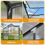 6x8 FT Greenhouse for Outdoors, Heavy Duty Polycarbonate Panels with 5 Roof Vents, Aluminum Large Walk-in Greenhouse for Outside Garden Backyard, Easy Setup, Black