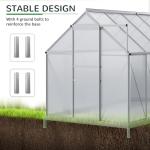 Outsunny 6' x 12' x 6.5' Polycarbonate Greenhouse with Adjustable Roof Vent, Walk-in Heavy Duty Green House Kit with Aluminum Frame, Sliding Door and Rain Gutter for Winter, Silver