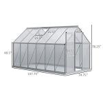 Outsunny 6' x 12' x 6.5' Polycarbonate Greenhouse with Adjustable Roof Vent, Walk-in Heavy Duty Green House Kit with Aluminum Frame, Sliding Door and Rain Gutter for Winter, Silver