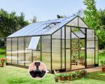 AMERLIFE 12x13.5x9 FT Walk-in Backyard Greenhouse, Aluminum Frame with Polycarbonate Panels, Easy Quick-Connect Assembly, 6.7 FT Bronze Double Doors, 4 Ventilation Windows, Black