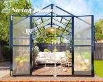 Jocisland 8x12 FT Polycarbonate Greenhouse with Quick-Connect Fittings, Large Walk-in Aluminum Sunroom with 2 Swing Doors and 4 Vents, Winter Greenhouse for Outdoors Black