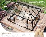 HOWE 14x9.5x9 FT Pavilion Styled Greenhouse with Clear Panels Double Swing Doors, 6 FT Wall Height Hybrid Polycarbonate Greenhouse, Green Houses for Outdoors, Sunroom Black