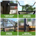 AMERLIFE 10x18x8.4 FT Polycarbonate Greenhouse with 4 Roof Vents & Rain Gutter, Heavy Duty Aluminum Greenhouse for Outdoor Garden Backyard, Black