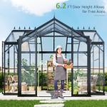 AMERLIFE 12x10x8 FT Hybrid Polycarbonate Greenhouse, Quick-Connect Aluminum Frame