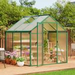 6×6 FT Greenhouse, Large Walk in Greenhouses for Outdoors and Garden Planting, Polycarbonate Greenhouse with Enhanced Aluminum Frame, Green Houses with Quick Setup Structure and Roof Vent, Green