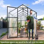 Vigo huseeo 7.2FT High 6*6.2FT Greenhouse for Outdoors,Polycarbonate Greenhouse with Stronger Wind Protection and Roof Vent,Walk-in Large Aluminum Sunroom Winter Proof,Black