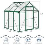 6×6 FT Greenhouse, Large Walk in Greenhouses for Outdoors and Garden Planting, Polycarbonate Greenhouse with Enhanced Aluminum Frame, Green Houses with Quick Setup Structure and Roof Vent, Green