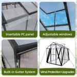 Vigo huseeo 7.2FT High 6*6.2FT Greenhouse for Outdoors,Polycarbonate Greenhouse with Stronger Wind Protection and Roof Vent,Walk-in Large Aluminum Sunroom Winter Proof,Black