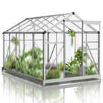 VINGLI 6x10 FT Greenhouse for Outdoors, Large Walk-in Polycarbonate Greenhouse with 5 Roof Vents for Outside Garden Backyard, Easy Setup, Silver
