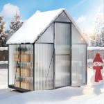 6x4FT Polycarbonate Green House with Roof Vent, Large Aluminum Frame Quick Setup Greenhouse, Walk in Green Houses Heavy Duty for Winter Outside Backyard Garden Patio (6x4FT)