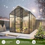 Vigo huseeo 7.2FT High 6*6.2FT Greenhouse for Outdoors,Polycarbonate Greenhouse with Stronger Wind Protection and Roof Vent,Walk-in Large Aluminum Sunroom Winter Proof,Black