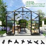 AMERLIFE 8x18x7FT Polycarbonate Greenhouse, Walk in Greenhouse with Quick-Connect System, Green House with 4 Windows and Swing Lockable Door, Greenhouses for Outdoors, Sunroom Black